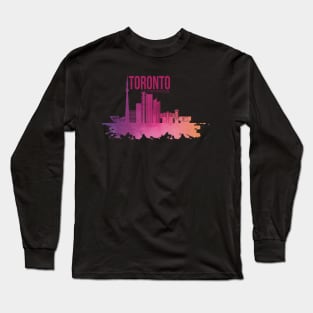 Vintage Toronto Skyline Watercolor Long Sleeve T-Shirt